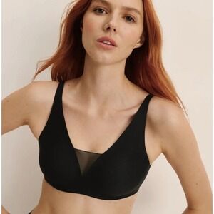 Knix Wireless Revolution Shadow Mesh Bra L Black Support Plunging Neckline Comfy
